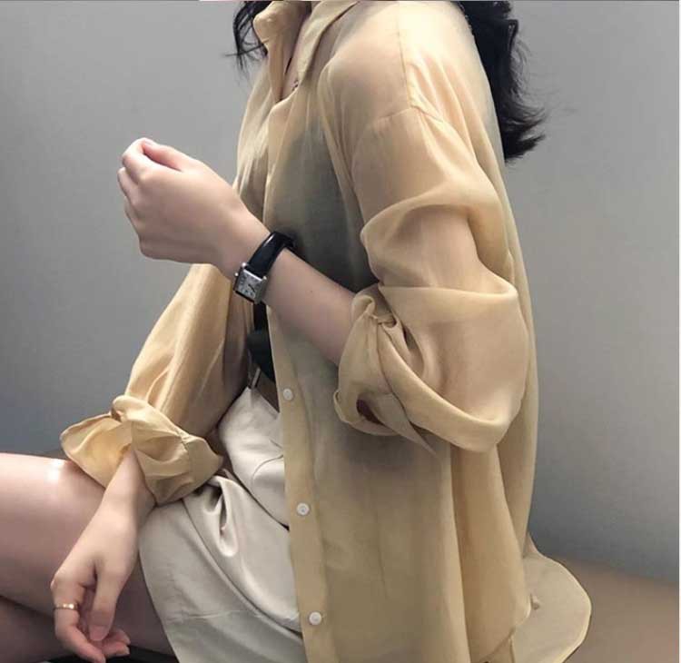 Áo chống nắng nữ Lysele Tencel dáng sơ mi mỏng nhẹ mùa hè 2025 — Màu xanh lam, Màu hồng, Màu trắng, Màu xanh lá chi tiết 4