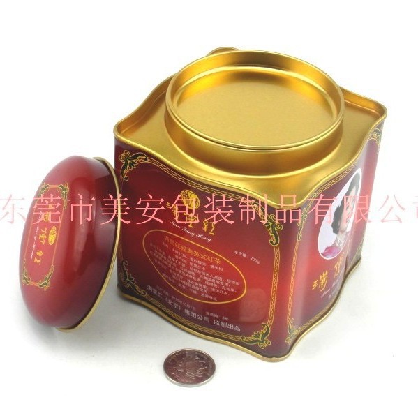 复古波浪形马口铁咖啡罐,红茶铁盒,异形茶叶铁罐