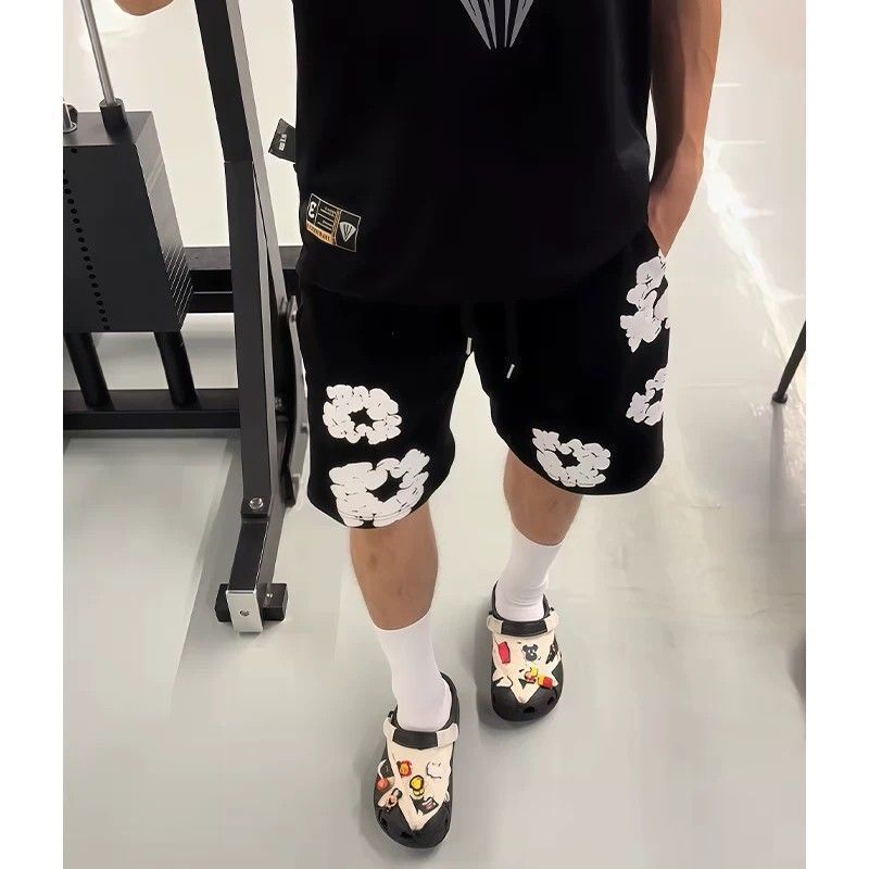 Black Kapok trendy sports shorts for men, summer thin style, American street basketball pants, fitness training quarter-length shorts Black Kapok trendy sports shorts for men, summer thin style, American street basketball pants, fitness training quarter-length shorts