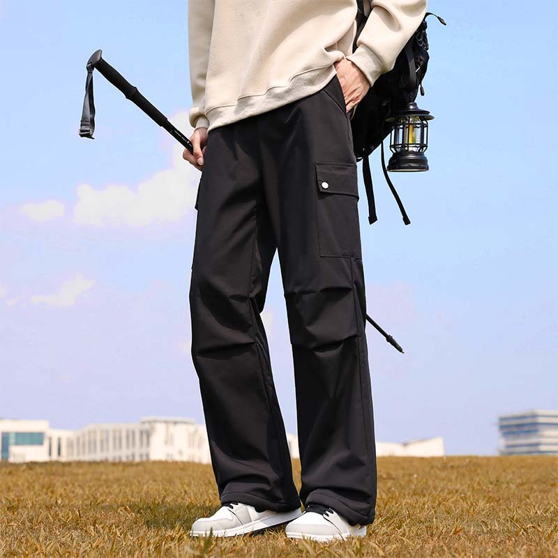 New Japanese-Style Functional Cargo Pants Outdoor Multi-Pocket Design Windproof Waterproof Loose Straight Casual Pants for Men