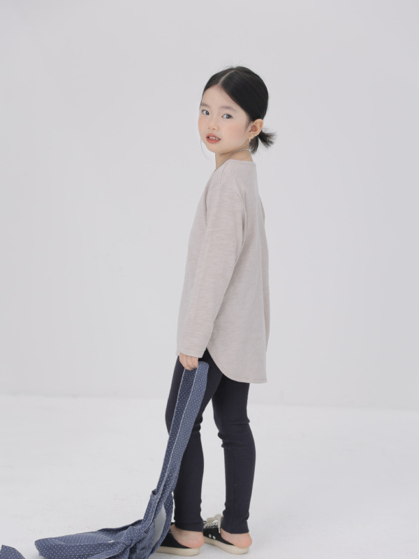 BOBOKIDS 25年秋冬儿童日系男女童竹节圆弧纯色长袖打底衫亲子装|undefined