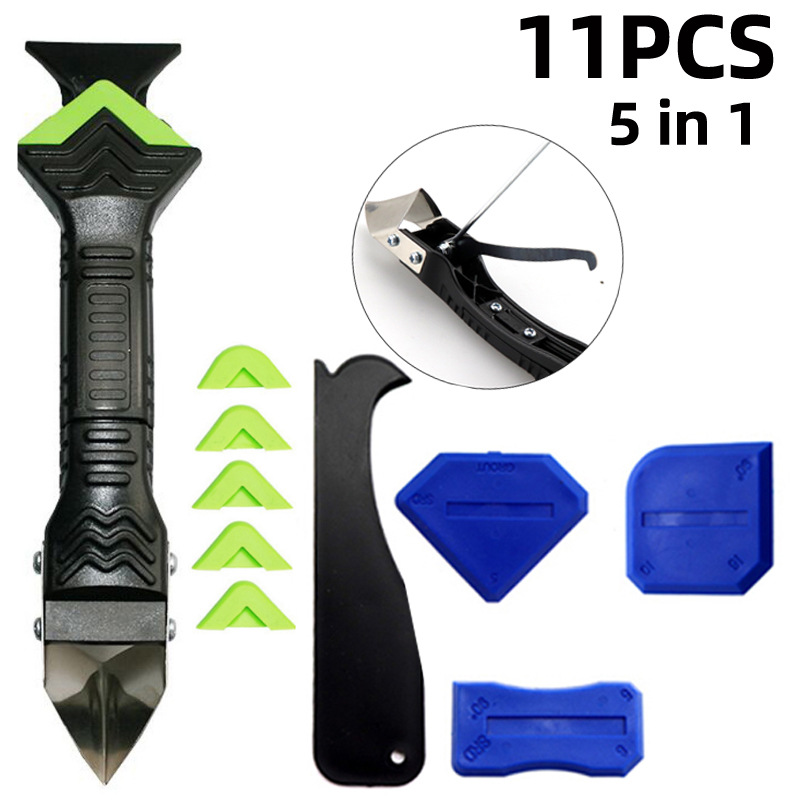 跨境11件填缝5合一金属钩刀刮板刮刀接头密封窗户厨房浴室水槽