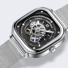 Mark Huafei Men's Watch Wholesale Square Mechanical Watch Casual Hollow Large Dial Waterproof Watch