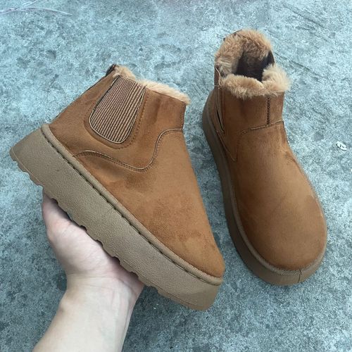 2025 Autumn/Winter Women's Thick-Soled Snow Boots with Fleece Lining Round-Toe Boot