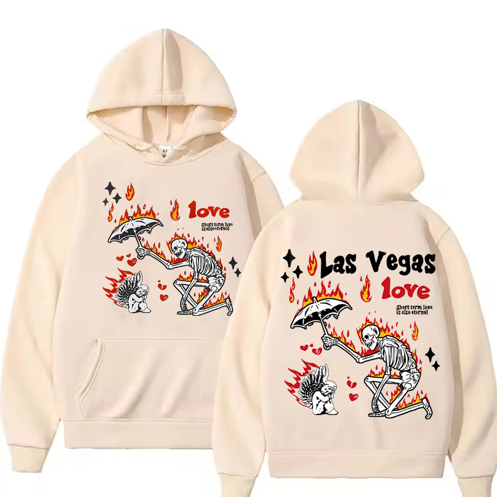 Men's Skull Pattern Printed Pure Cotton Warm Hoodie Set Hip