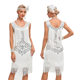 European and American 1920 vintage Gatsby ball gown dance skirt round neck sequined beaded embroidered tassel vest plus size dress