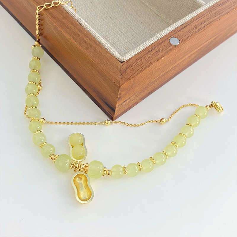 Sweet Peanut natural stone Copper Beaded Plating Bracelets 1 Piece