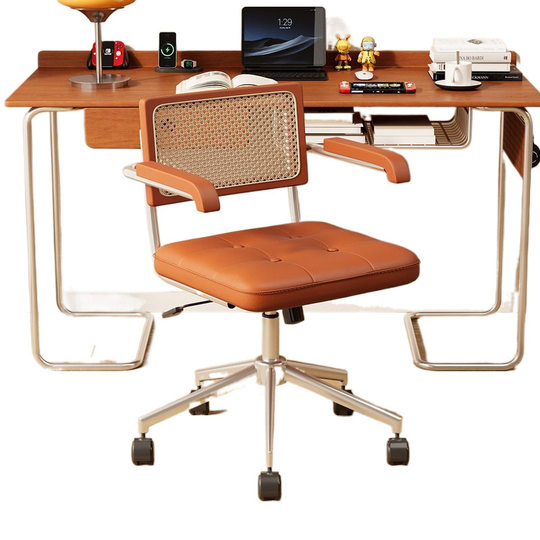 Rattan Computer Chair Antique Home Study Chair Swivel Chair Office Vintage Boss Chair Lifting Chair