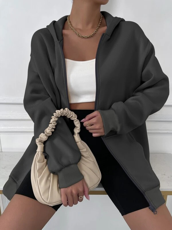 2022 European and American style zipper sweater multi-size jacket women support printing a wholesale