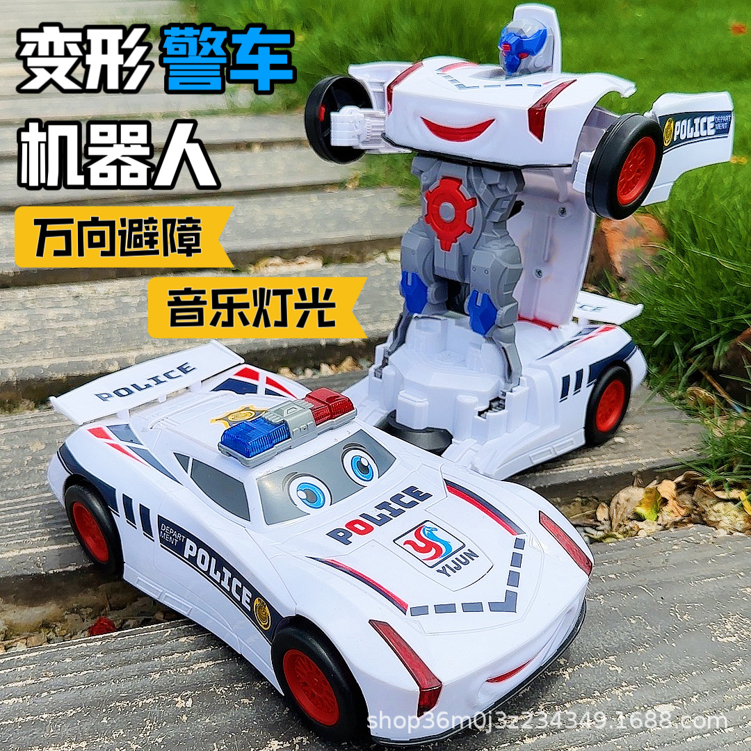 Disparar el mismo coche eléctrico cool deformación de la música policial universal coche robot niños juguetes carro al por mayor
