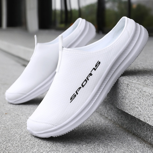 Men's Summer New Headcover Half Slippers Breathable Lightweight Casual Shoes Simple Soft Sole One-Piece Shoes for Men Wholesale