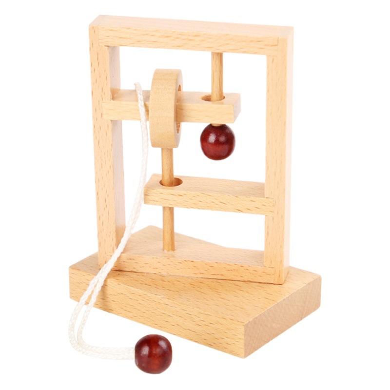 Los niños educativos de madera desbloquear juguete melocotón jardín tres Jie Yi sola columna cuerda liberación nueve cadena conjunto completo venta al por mayor