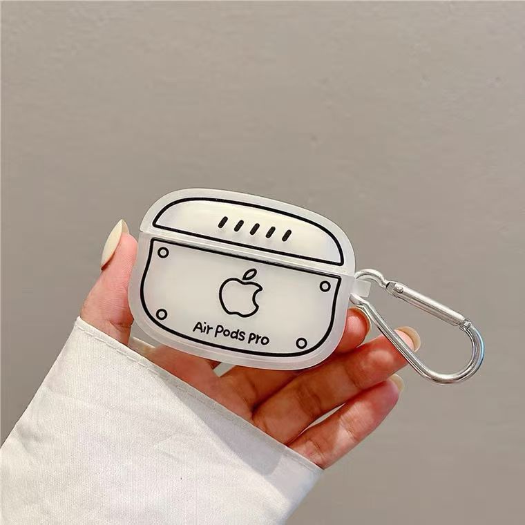 Línea de parodia minimalista LOGO Apple Airpods Pro3 cubierta de auriculares Bluetooth 1 / 2 / 3 generación caja suave a prueba de caídas