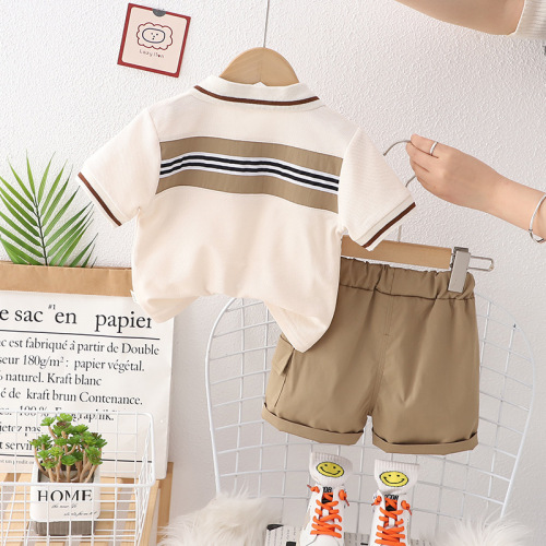 Boys Summer Suit  New Baby Cute Polo Shirt Short Sleeve Summer Children Cartoon Casual Two-piece Set