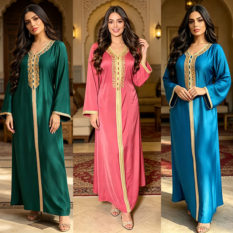 AB073 2026 New Moroccan Clothing with Velvet and Rhinestone Embellishments, Fashionable Plus Size Women's Wear AB073 2026 New Moroccan Clothing with Velvet and Rhinestone Embellishments, Fashionable Plus Size Women's Wear