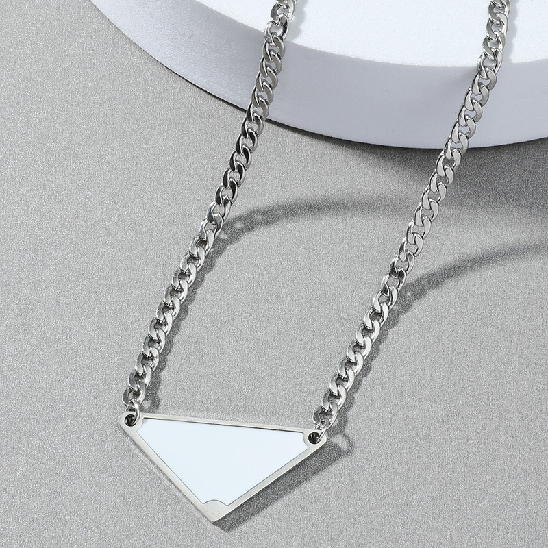 Cross-border New Stainless Steel Geometric Pattern Triangle Necklace display picture 2