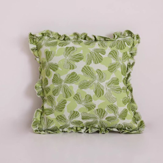 Flor verde claro sombra de hoja de loto borde almohada impermeable