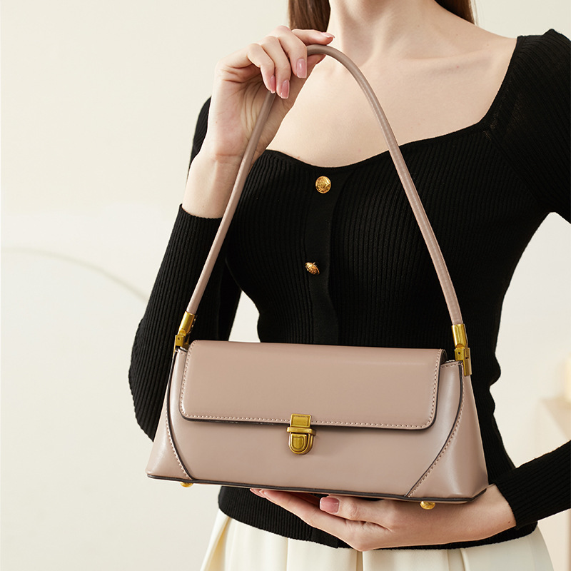 Niche Baguette Bag For Women 2025 New Arrival Genuine Leather Trendy Underarm Bag Summer French Style Shoulder Bag - Thumbnail 2