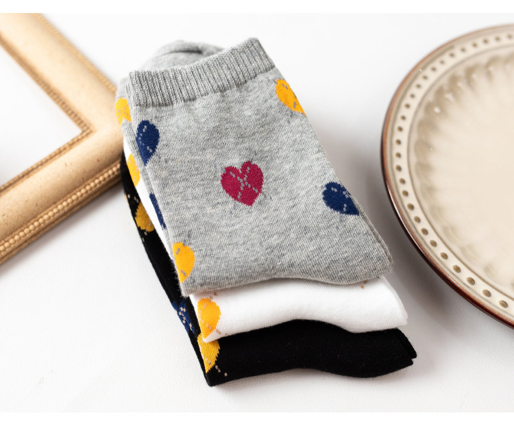 Chaussettes Longues Motif Coeur Chaussettes Tube Mignon Chaussettes Coréennes Printemps Et En Été display picture 2