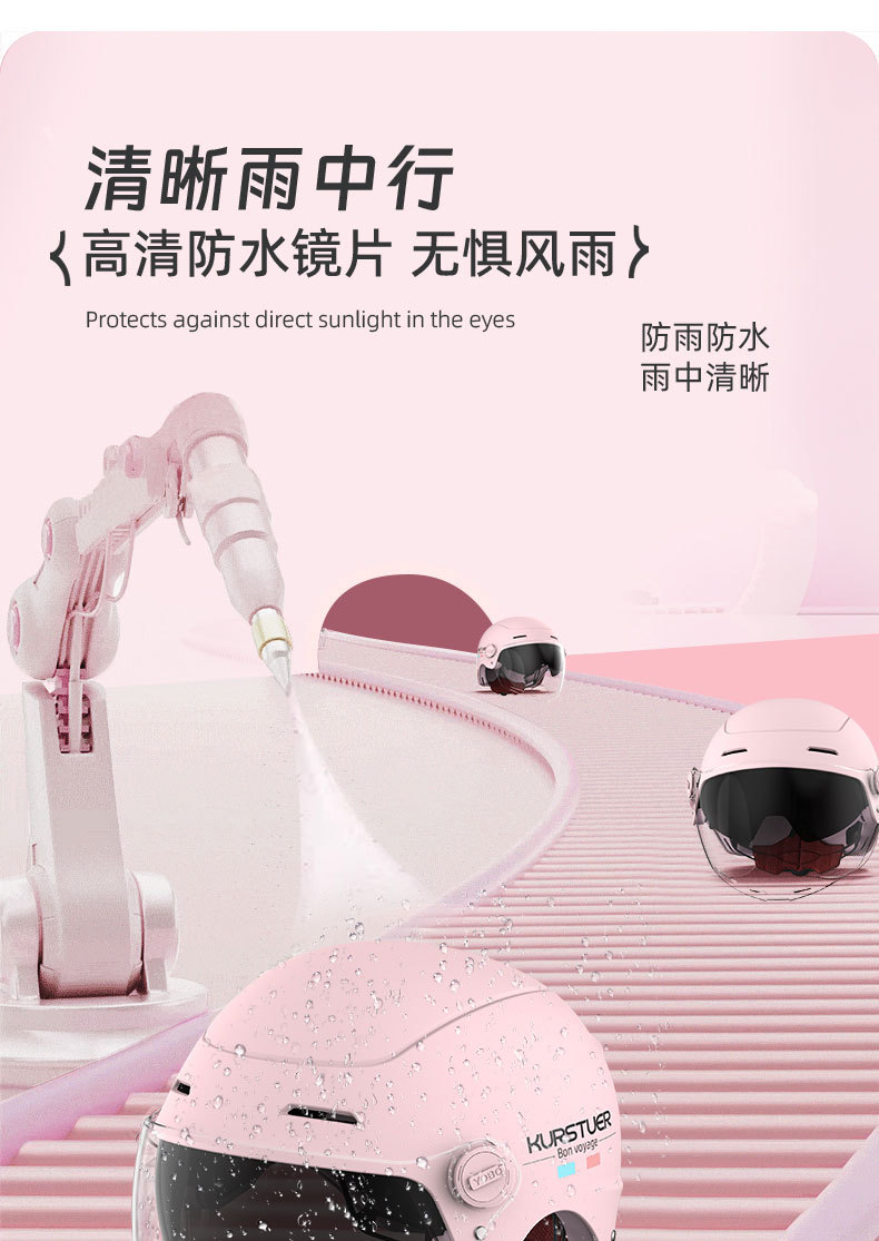 3C Certified Electric Vehicle Motorcycle Helmet for Women, Double-Layer Summer Breathable Sun Protection Electric Scooter Half Helmet with Colorful Mirror