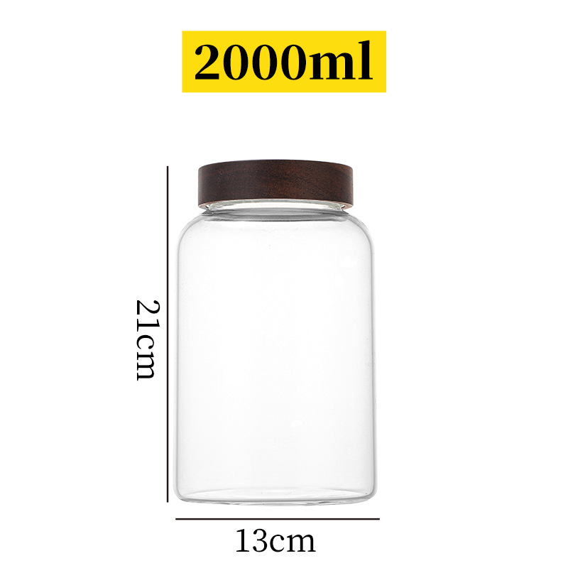botella de embalaje de cáscara de naranja de gran capacidad alta borosilicato tanque de almacenamiento de vidrio sellado granos gruesos frutas secas jarro de té tapa de madera acacia