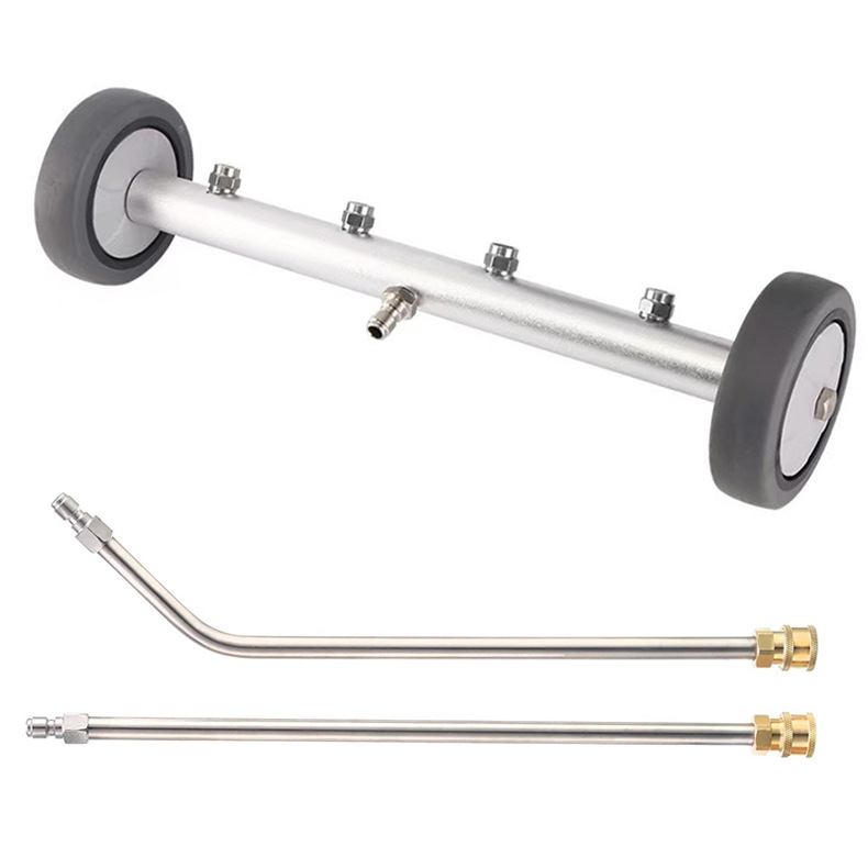 跨境新款高压清洗机4喷嘴扇形大灰轮大面积汽车清洁滚轮式车底刷