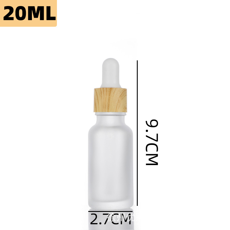 Botella de esencia a prueba de luz con tapa de imitación madera, botella de aceite esencial, botella cuentagotas de vidrio de 5-100 ml, botella para productos de cuidado de la piel, cosméticos