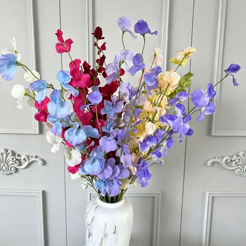 Pea Flower Home Decoration Flower Wedding Artificial Flower Scene Arrangement Flower Arrangement High-Rise Shopping Mall Display Fake Flower Landscaping