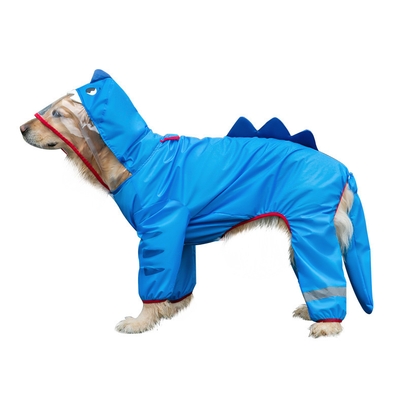 Transfronterizo mascotas medianas perros impermeables impermeables cuatro patas ropa de perro casuales dorados mascotas grandes perros impermeables