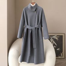 少量服饰30%羊绒70%澳洲羊毛2025春季新品长款立领女装双面呢大衣