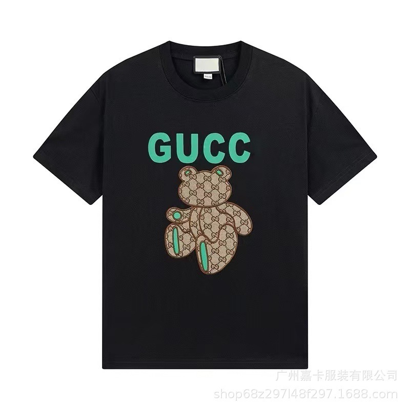 クロスボーダーハイエンドGファミリーTシャツラウンドネックフロントロゴ柄シリーズカジュアル男女同型半袖Tシャツ|undefined