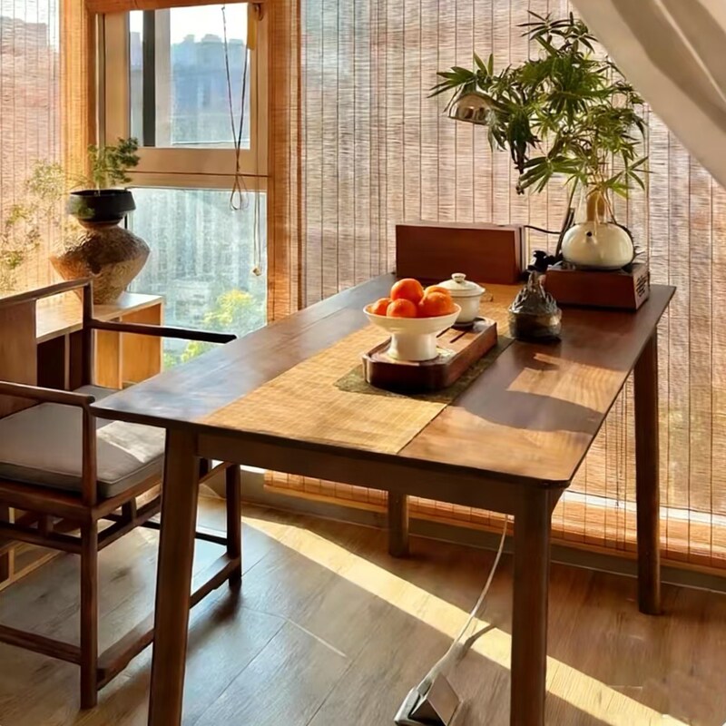 Carefully Selected New Chinese-Style Balcony Tea Table, Small Zen Calligraphy Table, Household Solid Wood Dining Table, Retro-Style Rectangular Coffee Table