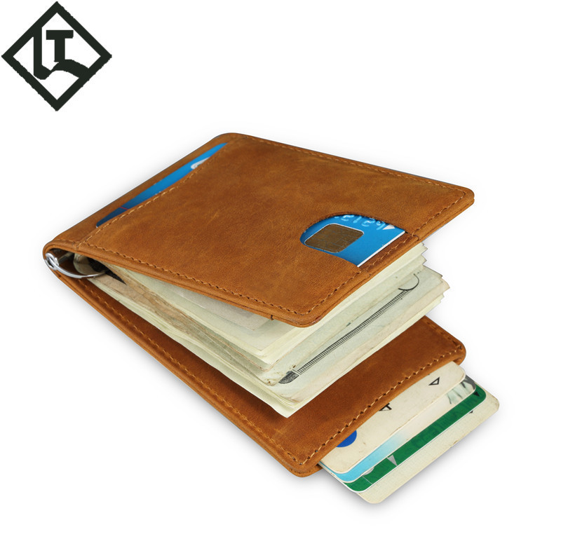 亞馬遜新款禮品rfid錢夾男士真皮錢包 創(chuàng)意瘋馬皮短款美金夾