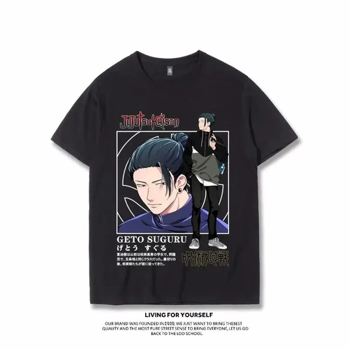 2024 Summer New Spell Card Battle Short Sleeve T-Shirt Men's Five Lines Wukong Japanese Anime Half Sleeve 
