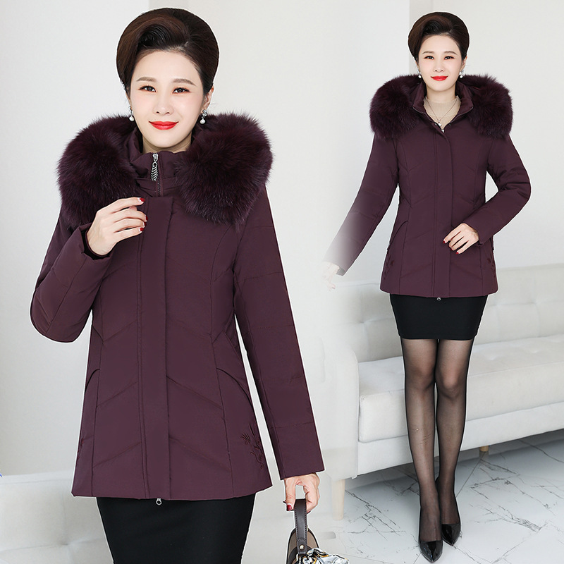 Madre invierno y otoño chaqueta de plumón chaqueta de algodón de cuello grueso nuevo algodón de moda casual de mediana edad