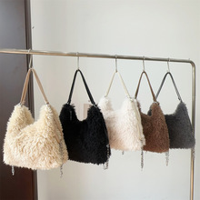 跨境欧美日韩秋冬新款毛绒手提包毛茸茸慵懒单肩包大容量双肩包