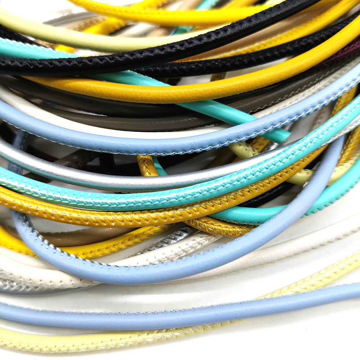 3 / 5 / 6 / mm cuero PU de color trenzado núcleo de cosura de automóvil cuerdas redondas bolsas DIY llavero de teléfono móvil colgante decoración