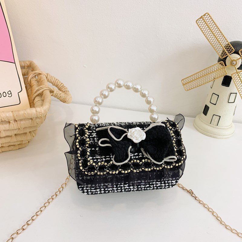2025 nuevo estilo coreano de viento de fragancia mini niñas princesa de perlas portátil hombro único accesorios bolsos para niñas
