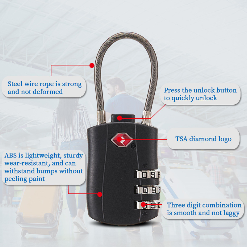 TSA パスワード トラベル ロック バックパック キャビネット ソフト ワイヤー ロープ ロック トラベル バッグ ロック TSA パスワード カスタム ロック|undefined