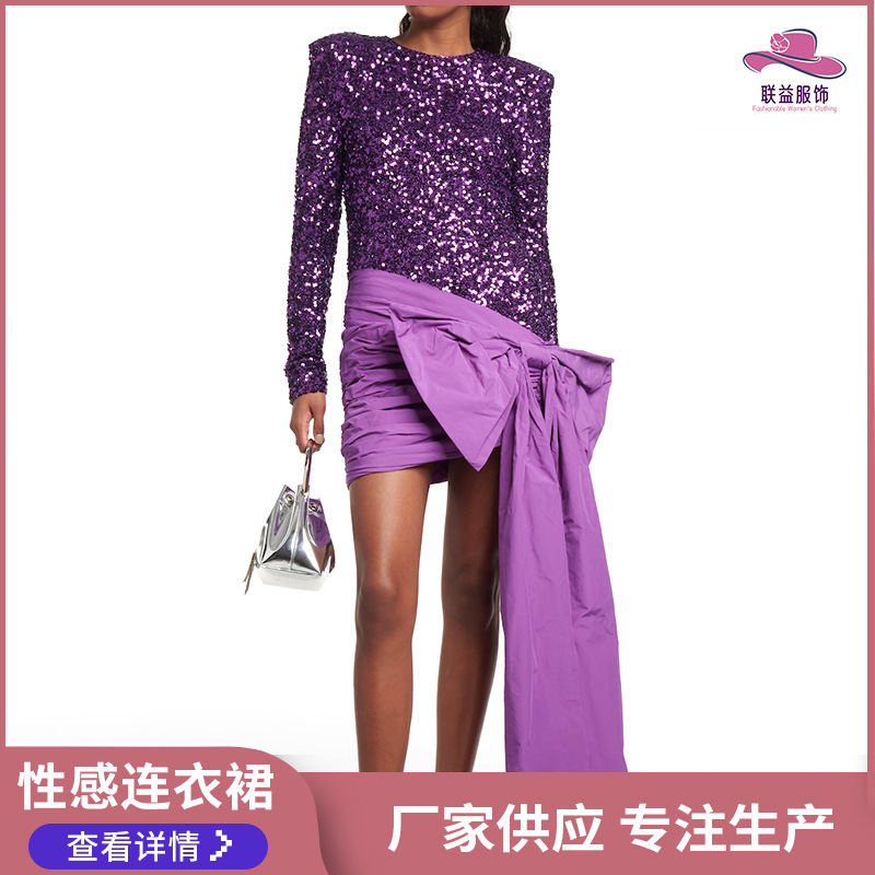 Fashion trend women's round neck sexy dress tight sheath design sense socialite heavy industry high waist dress Fashion trend women's round neck sexy dress tight sheath design sense socialite heavy industry high waist dress