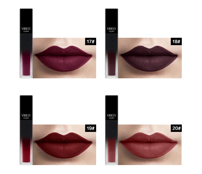 VIBELY matte nude liquid pearlescent lip gloss from Europe and America, matte non-stick cup, non-fading lip gloss, a bestseller in foreign trade undefined
