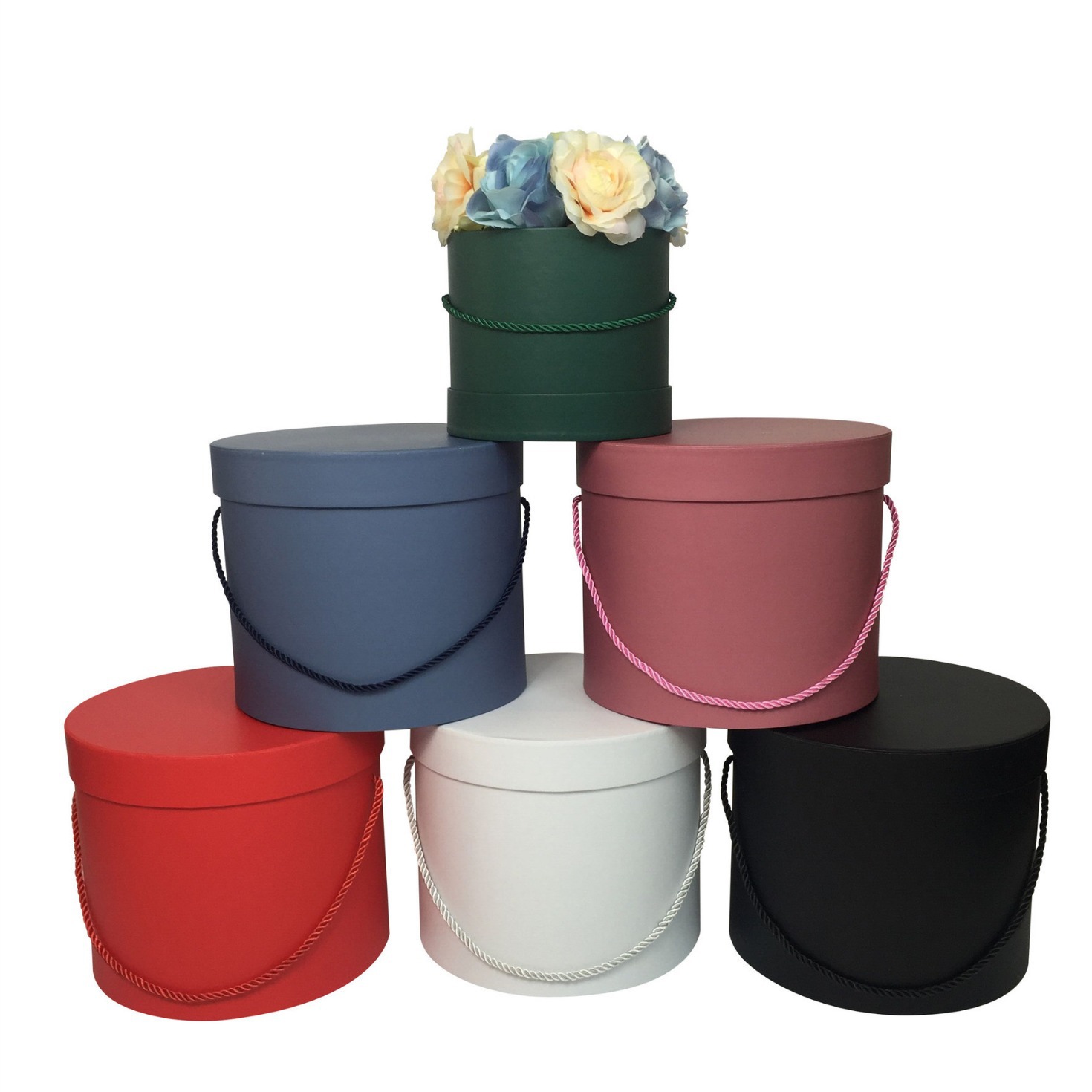 礼品盒现货抱抱桶圆桶手提圆形花盒三件套 鲜花香皂花盒 喜糖盒