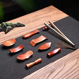 茶夹托架手工雕刻筷托日式红木茶具配件搁置架实木筷子托架置物架