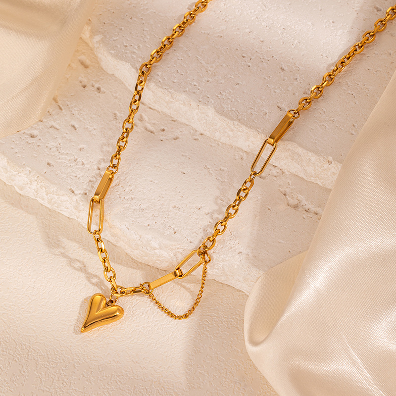 11g Weight 0.03µm Gold Plating Thickness Electroplated Gold Plating Process Golden Plated Plating Material Stone-Free Inlay Material Necklace Classification cable chain Chain Type 1 Piece Quantity Holiday, Daily Occasion 201 Stainless Steel Material Animal, Heart Shape, Butterfly Pattern Women's Gender Sweet Style Plating Craft Titanium Steel Chain Heart Shape Bracelets Necklace 5
