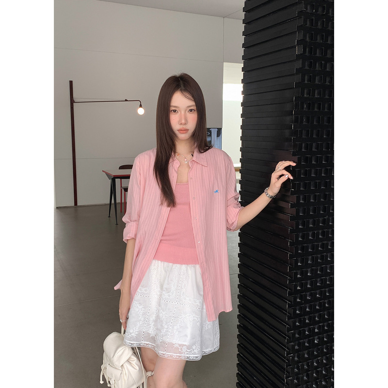 【No returns or exchanges】 Casual style striped thin cotton collared shirt for women, sun protection shirt, air conditioning shirt YE0117 【No returns or exchanges】 Casual style striped thin cotton collared shirt for women, sun protection shirt, air conditioning shirt YE0117