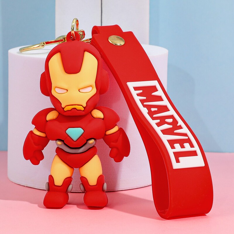 漫画スーパーヒーロー人形ストラップキーチェーンアイアンマン人形シンプルなキーホルダーかわいいペンダント卸売り|undefined