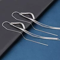 Серьги из стерлингового серебра S999 корейская модная волнистая серьга женская темперамент длинная сетка с кисточками