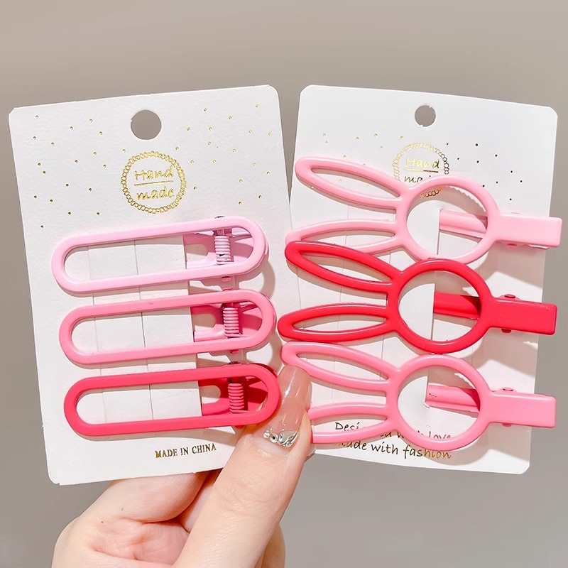 Rosa horquilla femenina 2024 Nueva horquilla BB clip frente flequillos laterales horquilla rota lindo clip de dopamina otoño