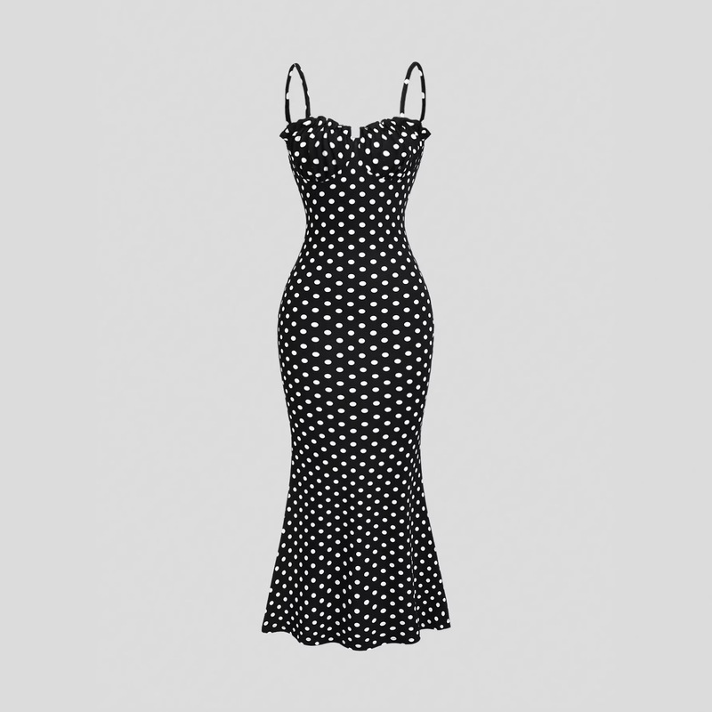 European and American Style 2026 Cross-Border New Women's Clothing Autumn French-Style Elegant Slim-Fit Backless Polka Dot Vacation Strap Dress