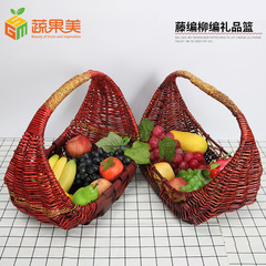 K9HX批發新品熱銷30款仿藤水果籃手工水果編織筐精品中秋禮品籃收